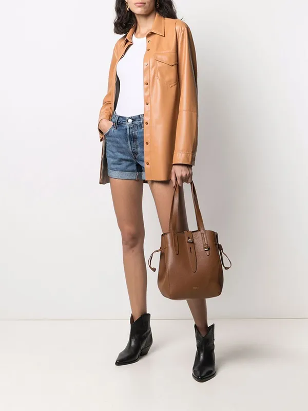 Túi Xách Furla Net Leather Tote Bag Màu Nâu - Túi xách - Vua Hàng Hiệu