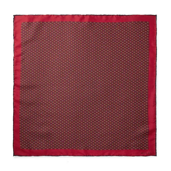 Khăn Nữ Gucci Monogram Print Silk-Twill Pocket Square Màu Đỏ - Thời trang - Vua Hàng Hiệu