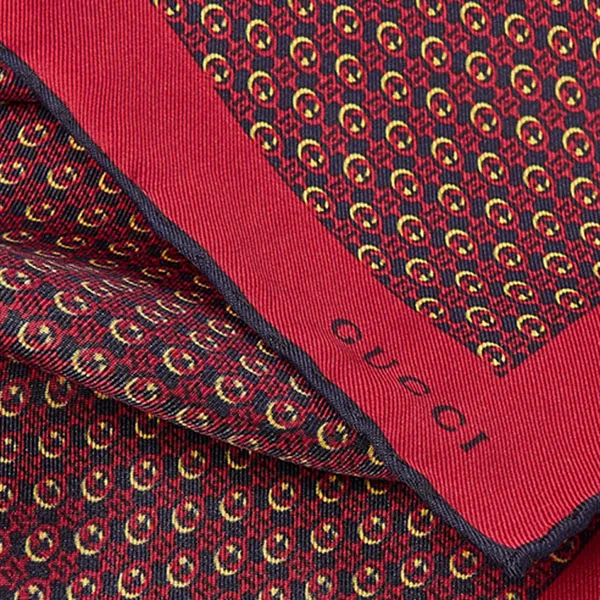 Khăn Nữ Gucci Monogram Print Silk-Twill Pocket Square Màu Đỏ - Thời trang - Vua Hàng Hiệu