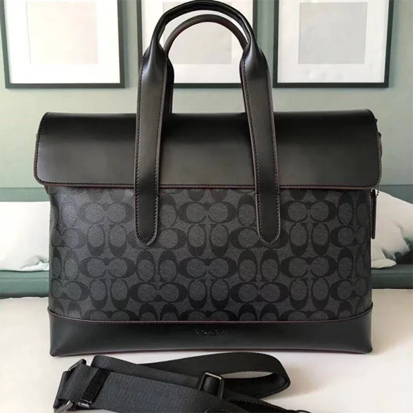 Cặp Xách Tay Coach Nam Hamilton Portfolio Brief In Signature Canvas F77858 Màu Đen - Túi xách - Vua Hàng Hiệu