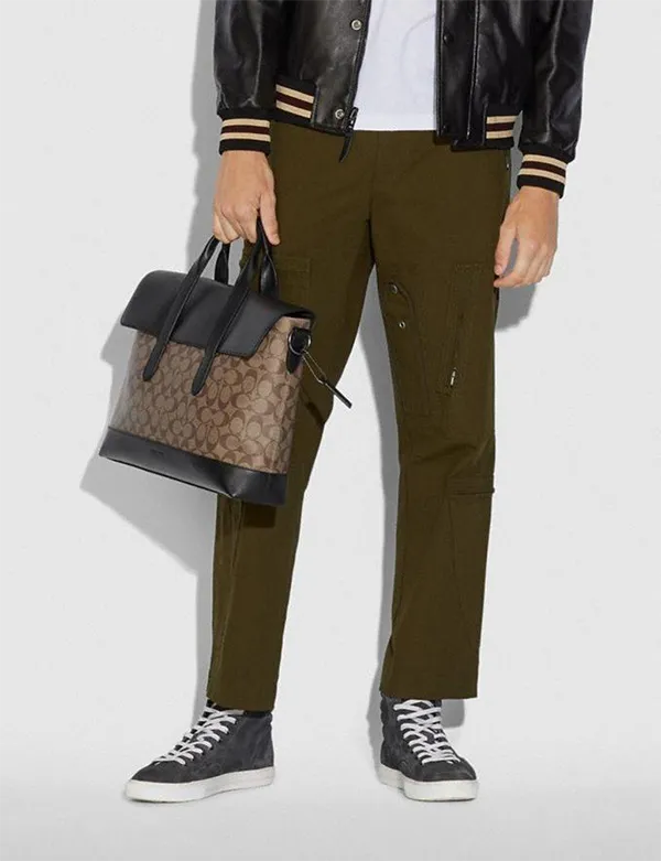 Cặp Xách Tay Coach Nam Portfolio Hamilton Beckett Structured Penn Brief In Signatur Black Leather Clutch Màu Nâu Đen - Túi xách - Vua Hàng Hiệu
