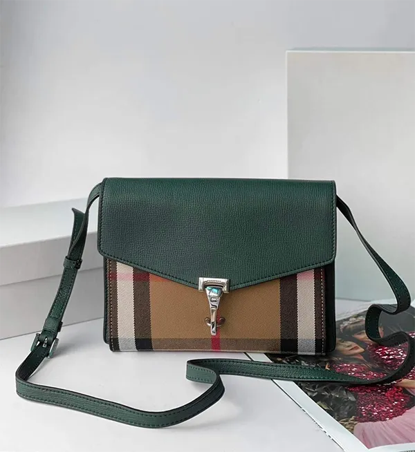 Túi Đeo Chéo Nữ Burberry Small House Check Crossbody Bag Màu Xanh Lá - Túi xách - Vua Hàng Hiệu