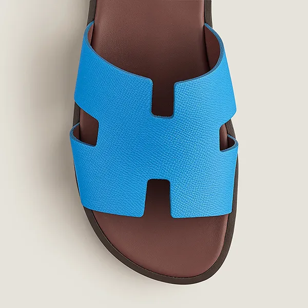 Dép Hermès Izmir Sandal Màu Xanh Lót Nâu Size 39.5
