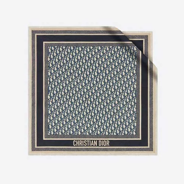 Khăn Dior Oblique Diortwin Square Scarf 15DOB070I600 C541 Màu Xanh Navy