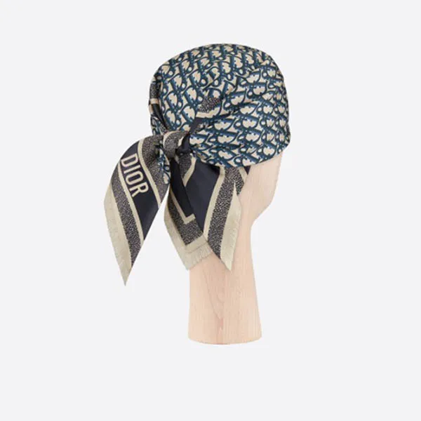 Khăn Dior Oblique Diortwin Square Scarf 15DOB070I600 C541 Màu Xanh Navy