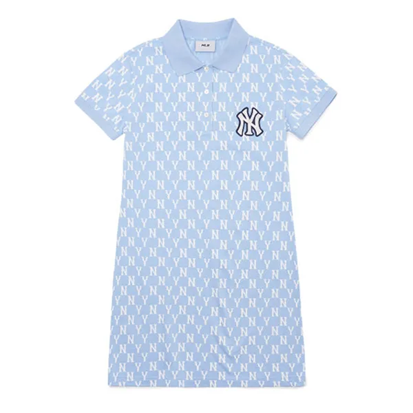 Váy Polo MLB Monogram Collar One Piece 3FOPM0223-50BLL Màu Xanh Blue Size XS