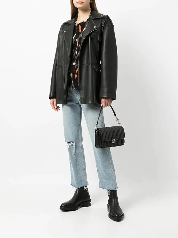 Túi Xách Michael Kors MK Bradshaw Small Pleated Logo Shoulder Bag Màu Đen - Túi xách - Vua Hàng Hiệu
