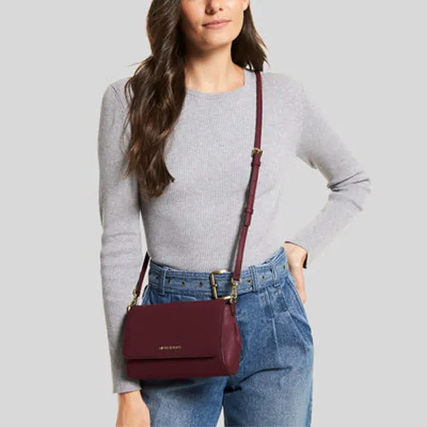 Túi Xách Michael Kors MK Medium Saffiano Leather Convertible Crossbody Bag Merlot 35T8GTTU2L Màu Đỏ Thẫm