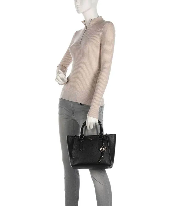 Túi Xách Michael Kors MK Kris Handbag Grained Cow Leather Black Màu Đen