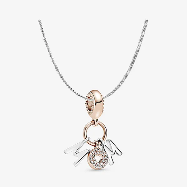 Dây Chuyền Pandora Mom Necklace Set Màu Hồng Bạc