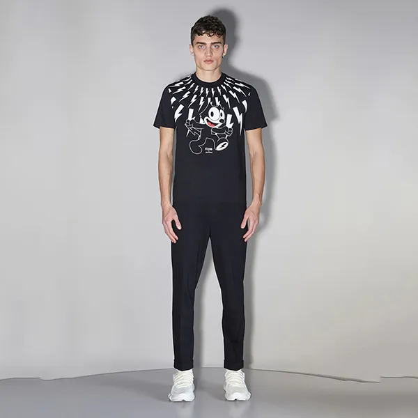 Áo Phông Neil Barrett Felix The Cat Thunderbolt Fair Isle T-Shirt BJT014D-R29S Màu Đen - Thời trang - Vua Hàng Hiệu
