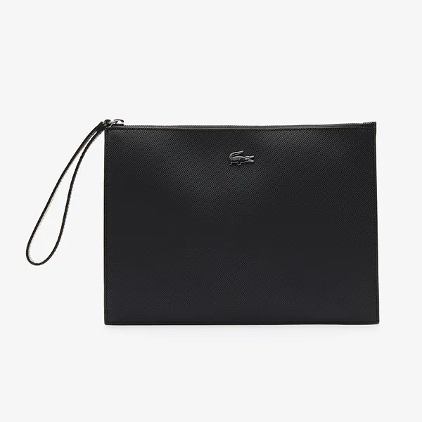 Túi Cầm Tay Lacoste Women's Anna Coated Canvas Zip Clutch Màu Đen