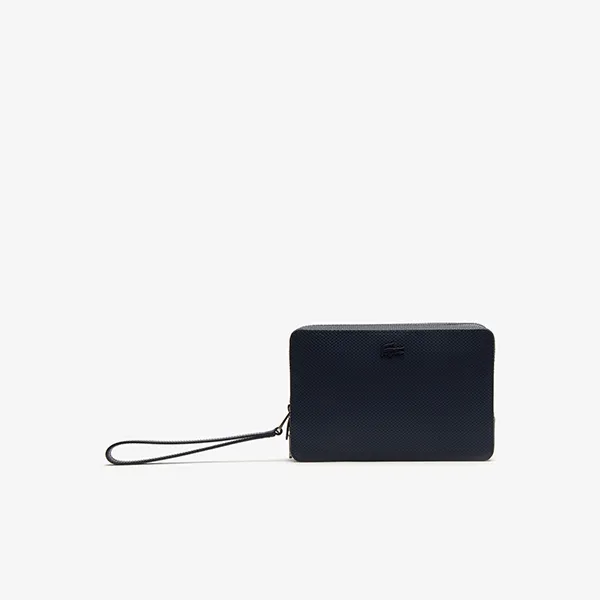 Túi Lacoste Men's Chantaco Piqué Leather Zip Pouch Navy