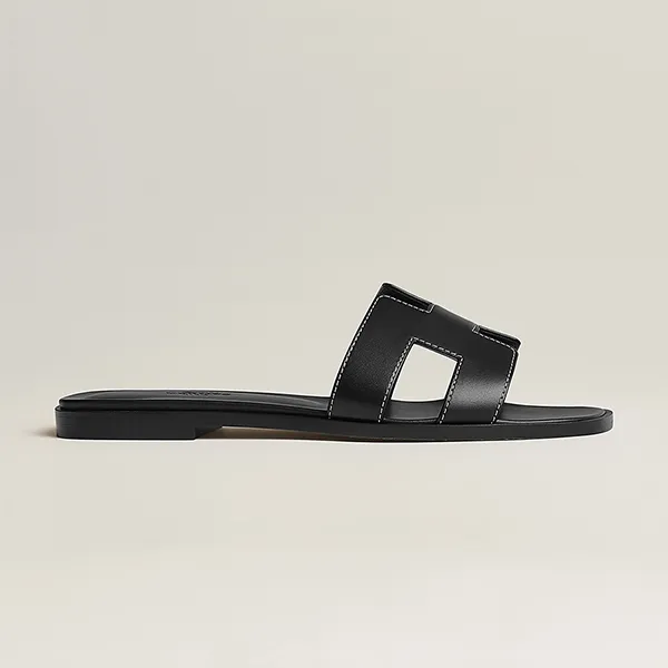 Dép Nữ Hermès Oran Black Sandal Màu Đen Size 38