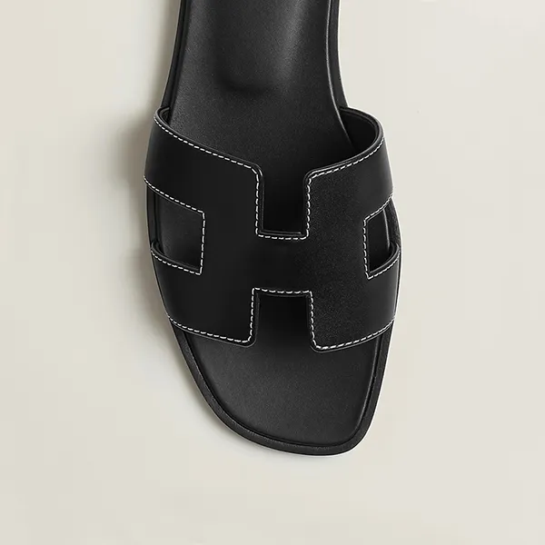 Dép Nữ Hermès Oran Black Sandal Màu Đen Size 38