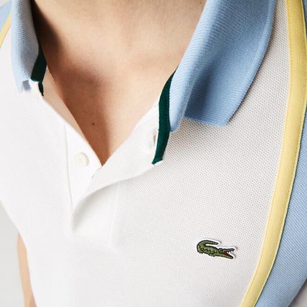 Áo Polo Lacoste Men’s Heritage Regular Fit Colorblock Cotton Piqué Polo Shirt Màu Xanh Trắng Size L - 4