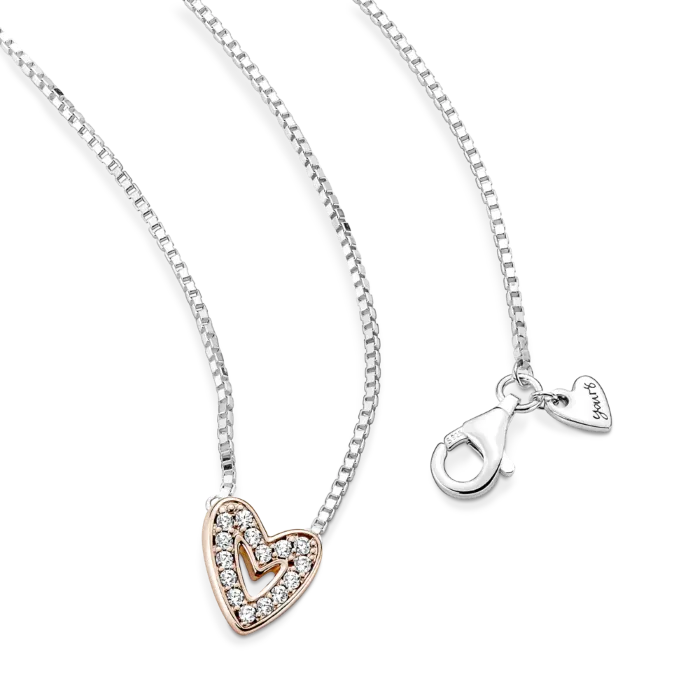 Dây Chuyền Pandora Trái Tim Tự Do 380089C01-45 Màu Vàng Hồng Đính Đá Pha Lê - Trang sức - Vua Hàng Hiệu