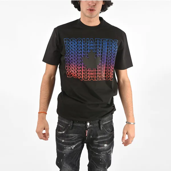 Áo Thun Dsquared2 Unisex Siyah Logo Regular Màu Đen