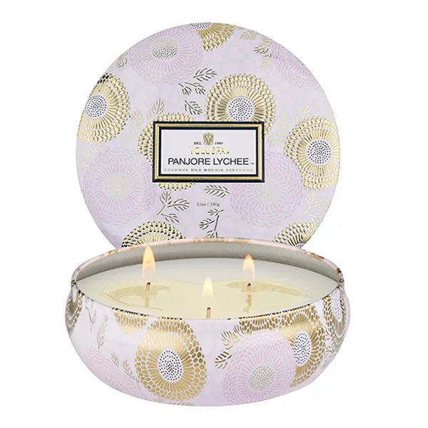 Set Nến Mini Voluspa Panjore Lychee, Japanese Plum Bloom, Goji & Tarocco Orange (3 x 113g) - Nến thơm - Vua Hàng Hiệu