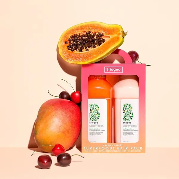 Set Dầu Gội Và Dầu Xả Briogeo Superfoods Mango + Cherry Balancing Shampoo + Conditioner Duo For Oil Control - Chăm sóc tóc - Vua Hàng Hiệu