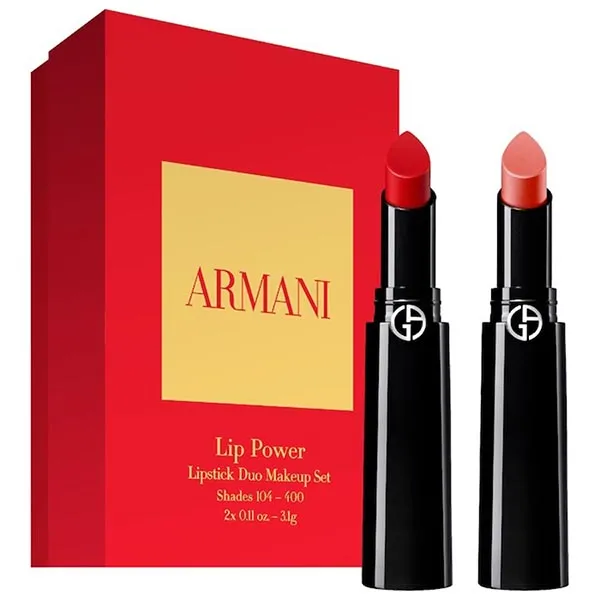 Set Son Giorgio Armani Beauty Lip Power Long Lasting Satin Lipstick Duo - Son Môi - Vua Hàng Hiệu