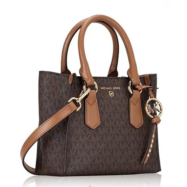 Túi Xách Michael Kors MK Signature Kris Small Satchel Brown Acorn Màu Nâu