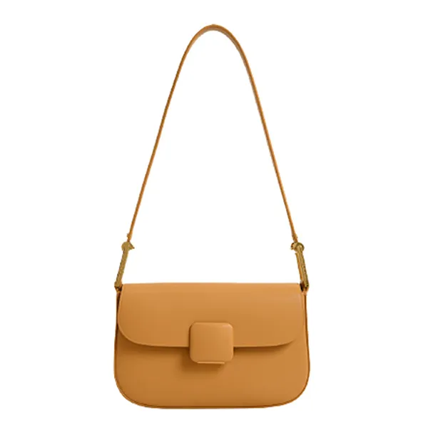 Túi Xách Nữ Charles & Keith CNK Koa Square Push-Lock Shoulder Bag Orange 20270818 Màu Cam