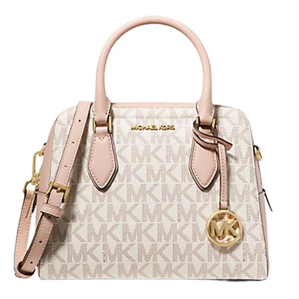Túi Xách Michael Kors MK Ayden Medium Logo And Faux Leather Satchel Màu Trắng