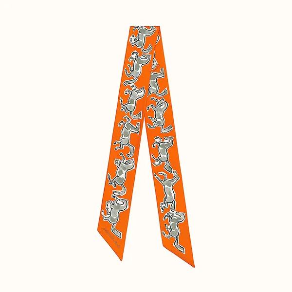 Khăn Nữ Hermès Twilly Chevaux En Liberté Màu Cam