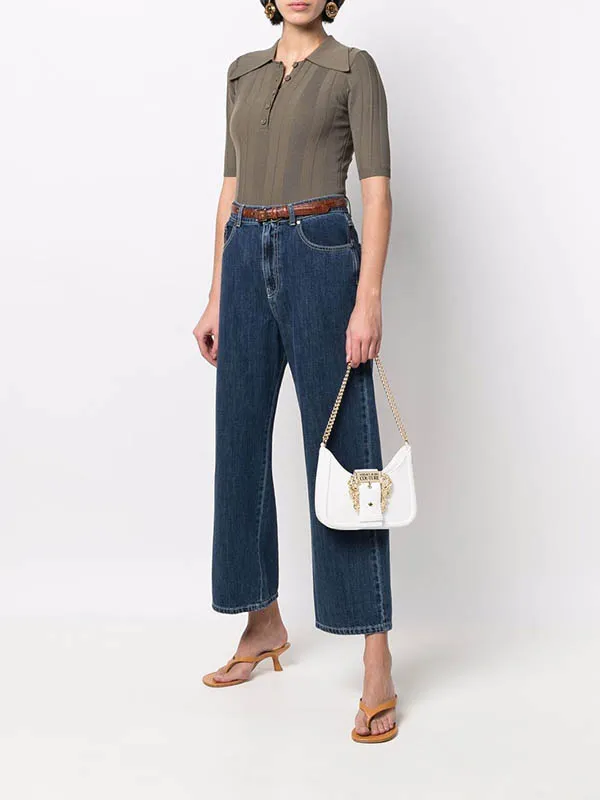 Túi Xách Versace Jeans Couture White Baroque Buckle Shoulder Bag Màu Trắng