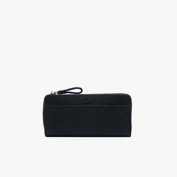 Ví Lacoste Women's Chantaco Matte Piqué Leather Zip Wallet Màu Đen - 1