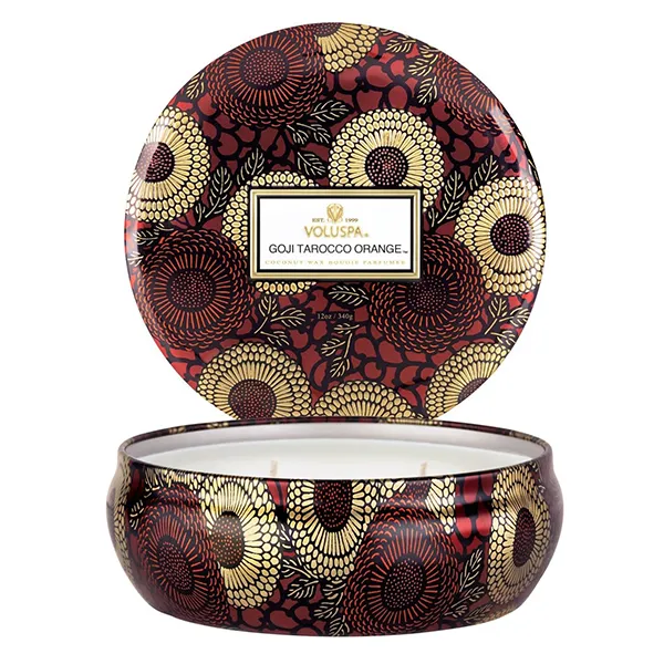 Set Nến Mini Voluspa Panjore Lychee, Japanese Plum Bloom, Goji & Tarocco Orange (3 x 113g) - Nến thơm - Vua Hàng Hiệu