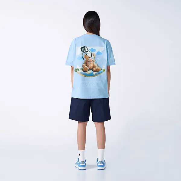 Áo Phông Acmé De La Vie ADLV Tshirt Teddy Bear Doll Collage Short Sleevet-Shirt Sky Màu Xanh Blue