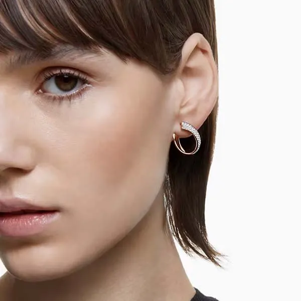 Khuyên Tai Swarovski Exist Hoop Earrings Rose Gold-Tone Plated Màu Vàng Hồng