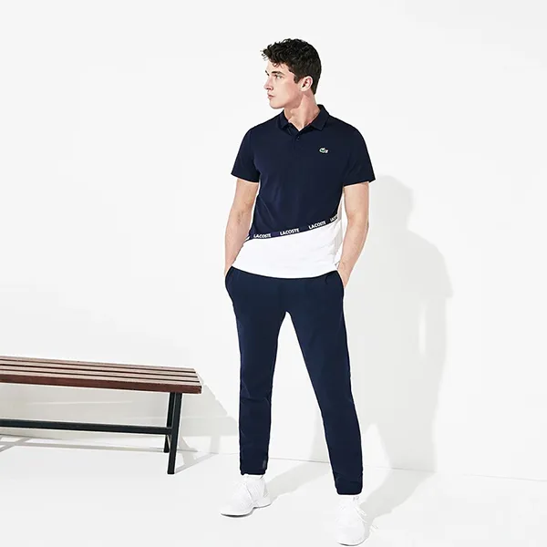Áo Polo Lacoste Sport Signature Band Breathable Colourblock Navy Trắng Size XS