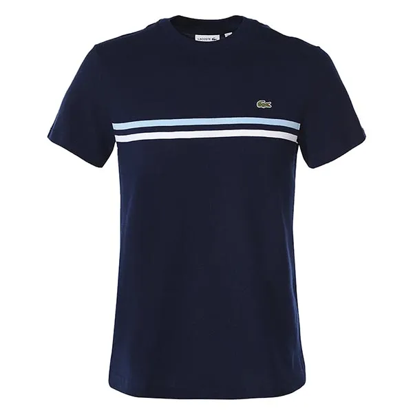 Áo Thun Lacoste Pique Crew Neck Tricolour Striped T-Shirt Màu Xanh Navy Size XS