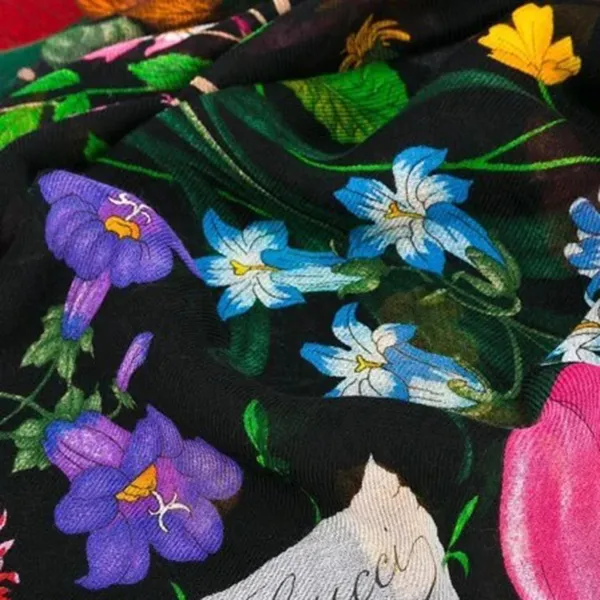 Khăn Quàng Cổ Gucci Cashmere Flora Web Print Shawl Phối Màu - 4