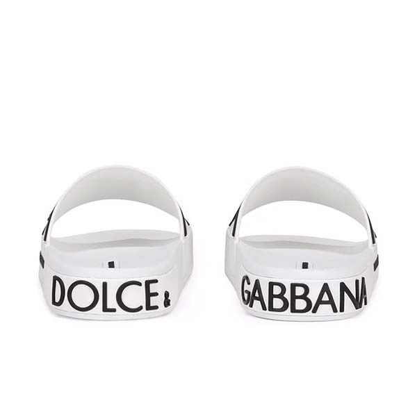 Dép Quai Ngang Dolce & Gabbana Logo-Strap Slides Màu Trắng - 4