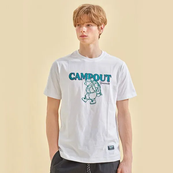 Áo Phông WHOAU Camping Bear Embroidered T-shirt WHRAB2507U Màu Trắng - Thời trang - Vua Hàng Hiệu