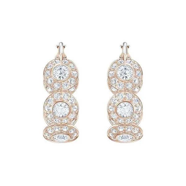 Khuyên Tai Swarovski Angelic Hoop Pierced Earrings White, Rose Gold Plating 5418271 Màu Vàng Hồng