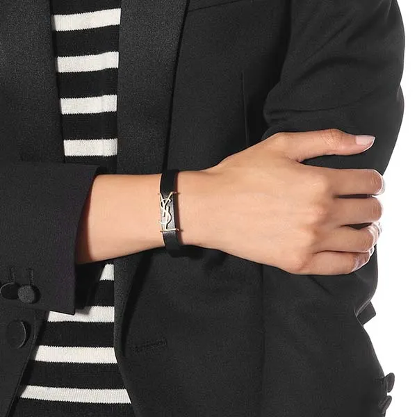 Vòng Đeo Tay Nữ Yves Saint Laurent YSL Opyum Bracelet In Leather Màu Đen - Trang sức - Vua Hàng Hiệu
