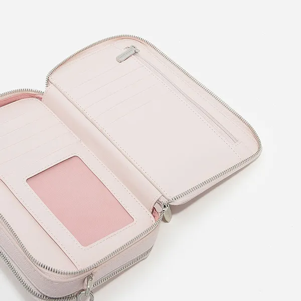Túi Đeo Chéo Nữ Charles & Keith CNK Quilted Long Wallet Pink 10840105 Màu Hồng Nhạt