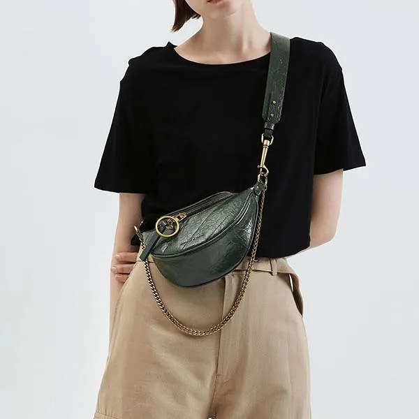 Túi Đeo Vai Nữ Charles & Keith CNK Wrinkled Patent Ring Zip Tassel Crossbody Bag 80150844 Màu Xanh
