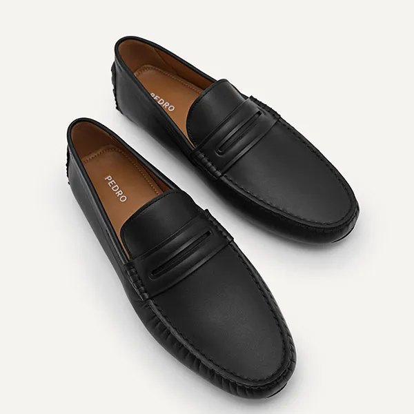 Giày Lười Nam Pedro Leather Moccasins PM1-65110267 Màu Đen Size 41