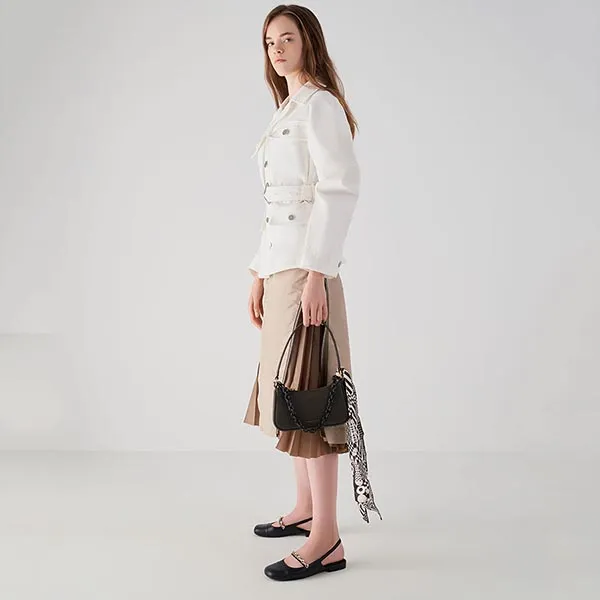 Túi Đeo Vai Nữ Charles & Keith CNK Alcott Scarf Chain-Link Shoulder Bag CK2-80151122 Màu Dark Moss