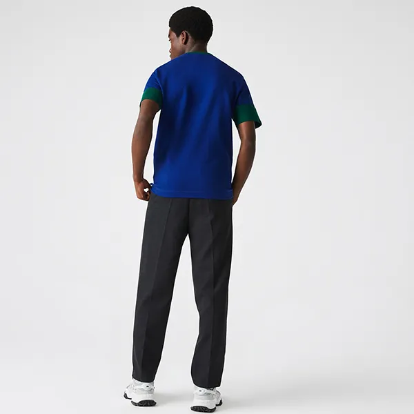 Áo Phông Nam Lacoste Heritage Erkek Regular Fit Bisiklet Yaka Renk Bloklu Mavi T-Shirt Phối Màu - Thời trang - Vua Hàng Hiệu