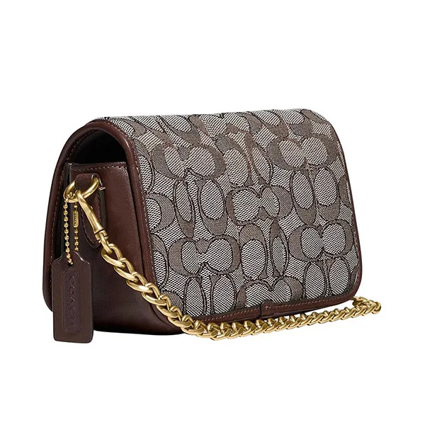Túi Đeo Chéo Coach Dinky 18 In Signature Jacquard With Quilting C5281 Màu Nâu Ghi - Túi xách - Vua Hàng Hiệu