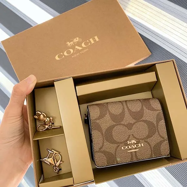 Ví Nữ Coach Gift Set On A Chain With Charms Mini Wallet Màu Nâu