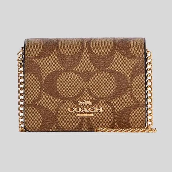 Ví Nữ Coach Gift Set On A Chain With Charms Mini Wallet Màu Nâu
