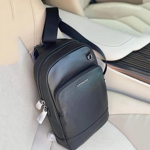 Túi Đeo Chéo Nam Coach Line Shoulder Bag Black Men's Calf Body Bag Unused Ginzo Màu Đen